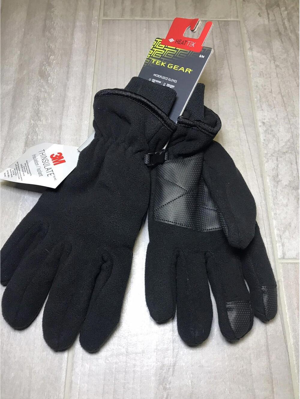 Tek Gear Microfleece Touch Screen Water Resistant Gloves Black S/M
